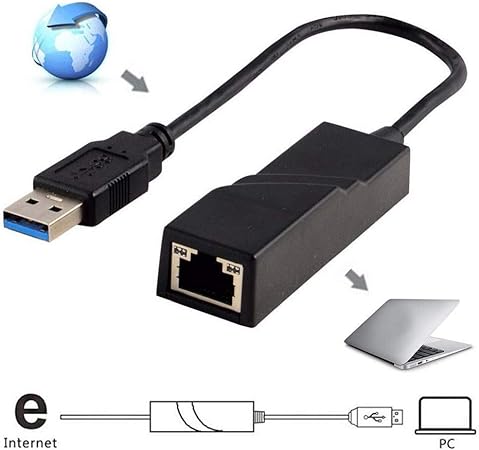 HNQH Adaptador USB 3.0 para Ethernet, adaptador USB Ethernet, USB 3.0 para 10/100/1000 Mbps Gigabit RJ45 Adaptador de rede LAN Ethernet para MacBook, XPS, Surface Pro, Notebook, PC
