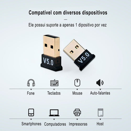 Adaptador Receptor Usb Bluetooth 5.0 Plug And Play Note Pc Wireless Desktop Transmissor Mouse Teclado