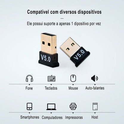 Adaptador Receptor Usb Bluetooth 5.0 Plug And Play Note Pc Wireless Desktop Transmissor Mouse Teclado