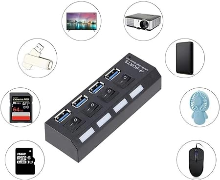 HUB USB 4 Portas 3.0 Adaptador e Expansor Pen Drive Tv Mouse Teclado