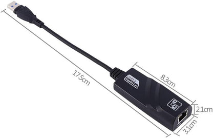 HNQH Adaptador USB 3.0 para Ethernet, adaptador USB Ethernet, USB 3.0 para 10/100/1000 Mbps Gigabit RJ45 Adaptador de rede LAN Ethernet para MacBook, XPS, Surface Pro, Notebook, PC