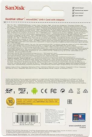 Cartão de Memória Sandisk 128GB Classe 10 SDSDQUNR 128G-GN6TA Micro SD