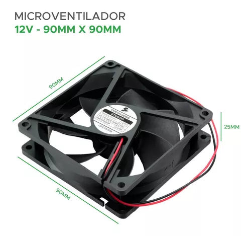 Microventilador Cooler Bebedouro 90x90x25 12v Alta Qualidade